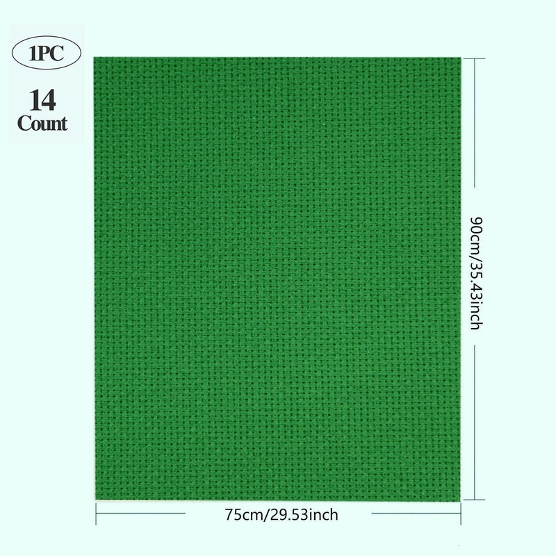 Zhenqing 14CT Aida Cloth - 30x35 Inch Cross Stitch Fabric for Embroidery, Pre-Cut Needlework Material, Acid-Free, Durable Weave(Green) - Image 2
